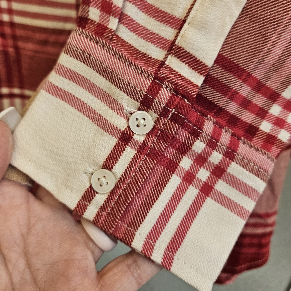 NEW H&M Flannel S Oversized Shirt Red/White/Pink Ai-1903 - Picture 5 of 10
